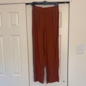 SHEIN Wide-Leg Pull-On Pants in Rust Brown